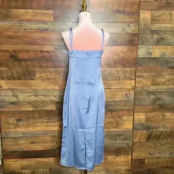 We Wore What Cowl Midi Satin Charmeuse Dress in Slate Blue, Size 4. NWT! - Picture 8 of 15